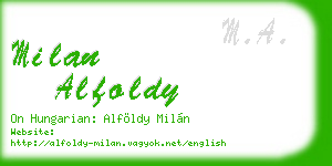 milan alfoldy business card
